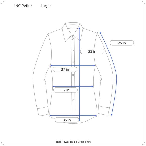 INC Petite Red Flower Beige Shirt in Size Large - Picture 7 of 7